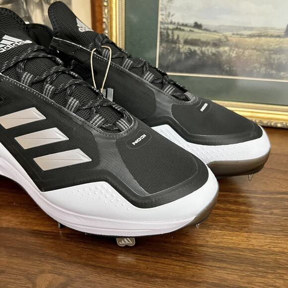 Adidas Icon 7 Boost Baseball Cleats Size 13 Metal Black White FY4178 NWT - Picture 3 of 8
